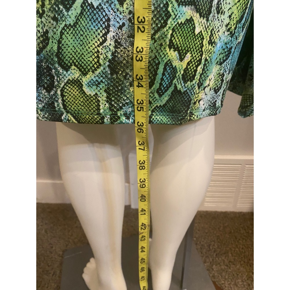 Coldesina Green Snake Print Asymmetrical Cape Sleeve Mini Dress Size L NEW - Picture 7 of 10